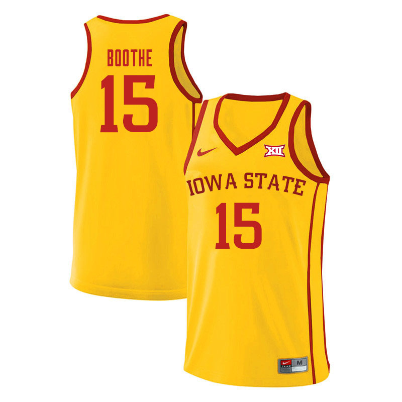 Men #15 Carter Boothe Iowa State Cyclones College Basketball Jerseys Sale-Yellow